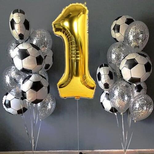 Boys Birthday Party Decor 18inch Football Foil Balloon Mixed 12inch Confetti Balloon Man Birthday Baby Shower 1st Party Supplies