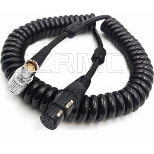XLR 4 Pin Female to Right Angle 2B 8 Pin Female Coiled Power Cable for ARRI Alexa Mini Camera