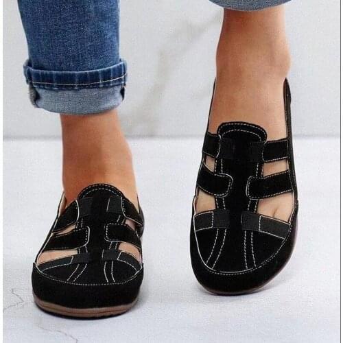 2021 Women Loafers Hollow Out Flat Female Breathable Elastic Band Round Toe Shoes Ladies Summer Casual Footwear Plus Size