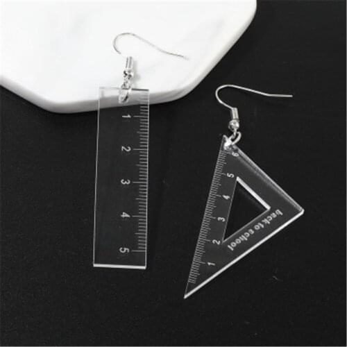 Women Drop Dangle Earrings Weird Big Long Punk Hip Hop Math Ruler Cерьгиc Cережки Pendients Kolczyki ピアス Fashion Jewelry