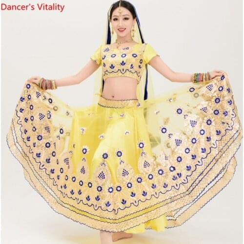 Women India Dance Clothes Practice Suit 2018 New Adult Ethnic style Embroidery Belly Dance India Dance Stage Performance Costume