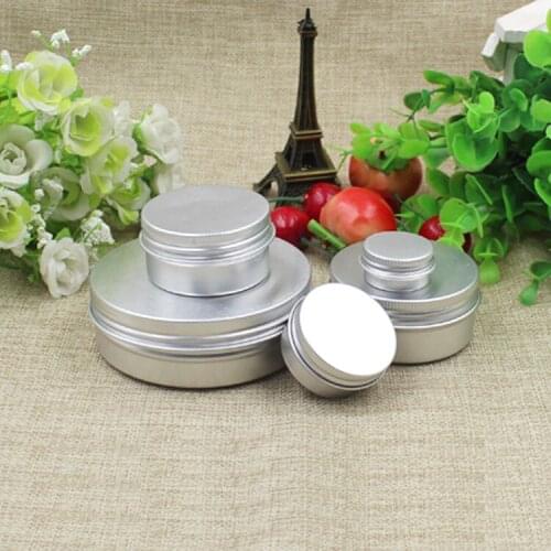 100pcs/lot 5g 10g 15g 30g mini empty aluminium nail art jars cosmetic cream case with screw lid aluminum tins lip balm container