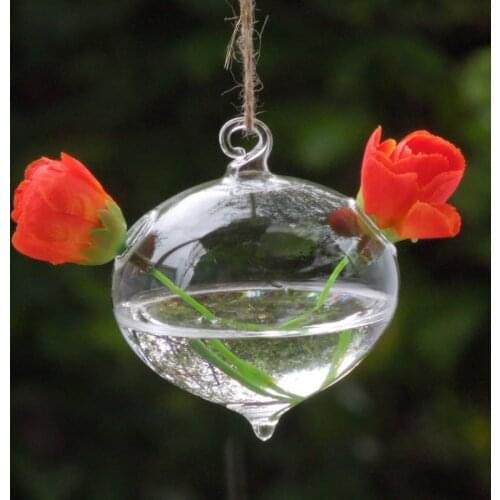 16pcs/pack Diameter=8cm Small Size Onion Shape Glass Terrarium Transparent Hydroponic Hanging Vase Home Decoration