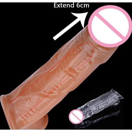 17cm Penis Extender Sleeve Reusable Condoms Delayed Ejaculation Lock Sperm G-spot Stimulator Sex Toys For Men Sex Products