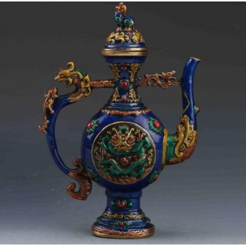 21cm BEAUTIFUL CHINESE CLOISONNE HANDMADE DRAGON POT