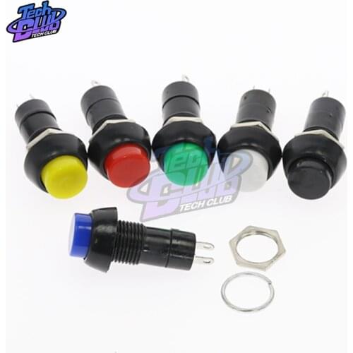 5Pcs/lot 12mm 2Pin PBS-11B Round Push Button AC 220V 3A Touch Micro Switch Momentary Without Self-locking On/Off Lock