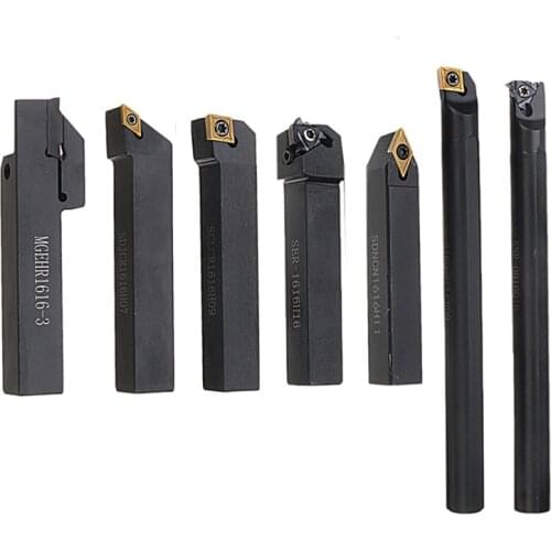 7pcs 16mm Shank Lathe Turning Tool Holder Boring Bar CNC Tools Set With Carbide Inserts And Wrenches Durable