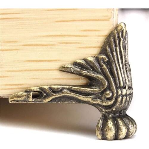 Antique Brass Wood Case Jewelry Chest Storage Box Feet Leg Corner Protector (2.9*2.9*4cm))