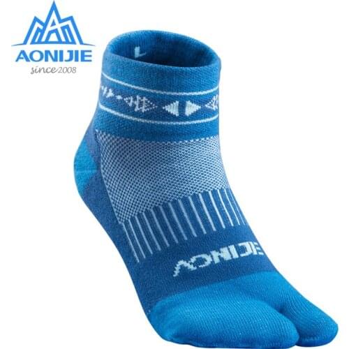 AONIJIE 2 Pairs/Set E4805 Outdoor Sports Running Athletic Performance Tab Training Cushion Compression Two Toe Socks Walking