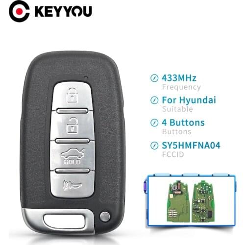 KEYYOU 5pcs For Hyundai SONATA GENESIS EQUUS VELOSTER 2009 - 2015 For KIA Fob 4 Buttons Car Remote Smart Key 433Mhz SY5HMFNA04
