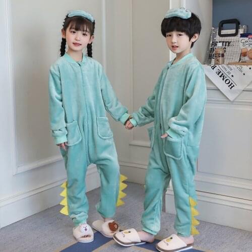 Kids Christmas Pajamas Winter Warm Flannel Pajamas Cartoon Animal Boy Girl Cute New Childrens One-piece Pajamas Family Pajamas