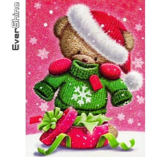 Evershine Diamond Painting Bear New Arrival Animal Diamond Embroidery Christmas Cross Stitch 5D DIY Mosaic Winter Wall Decor