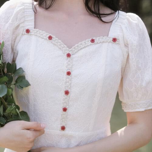 French Vintage Dress Women Casual Sweet Fairy One Piece Dress Korean Short Sleeve Elegant Dress Female Evening Party 2021 Summer