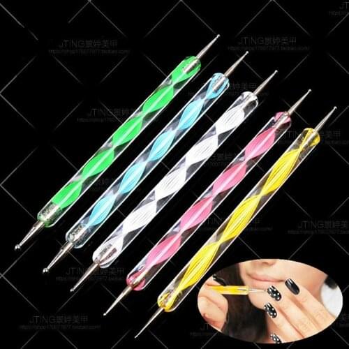 1 Pcs Multiple Random Colors Drill Pen Stainless Steel Nail Art Double Sided Cuticle Finger Pusher Manicure Pedicure Nail Care