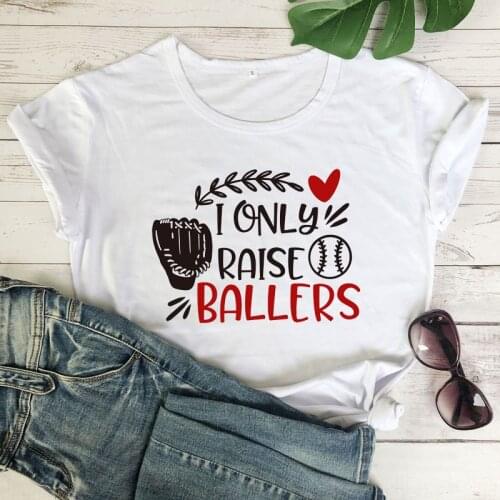 I Only Raise Ballers Colored T-shirt Funny 90s Baseball Mom Tshirt Cute Women Graphic Mom Life Gift Tee Shirt Top Streetwear