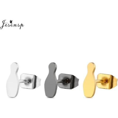Jisensp Simple Fashion Unique Bottle Stud Earrings Bowling Pin Stainless Steel Earrings Geometric Jewelry for Women Party Gift