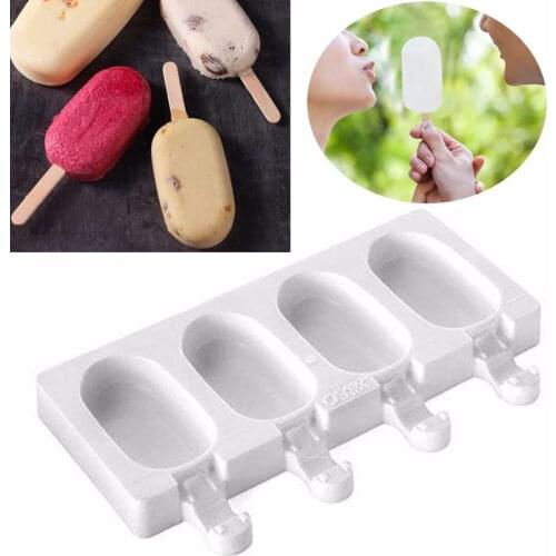 JX-LCLYL New 260*145*26mm 4 Cavities Silicone Ice Cream Mold Dessert Chocolate Cake Mould