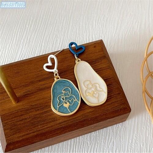 Kshmir Blue asymmetrical earring precision design advanced cold style heart-shaped earrings for women versatile earrings