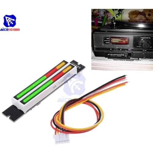 Mini Dual 12-bit LED Music Level Indicator Adjustable Light Speed VU Meter Stereo Amplifier Board with AGC Mode
