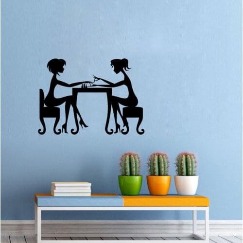 Fashion Girl Nails Vinyl Wall Decal Fancy Sticker Wall Art Great For Nail Shop Salon Self Adhesive Removable Wall Stickers ZA314