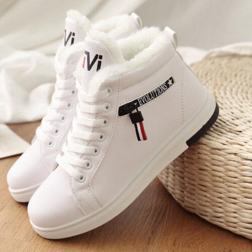 2020 Winter New Womens Ankle Boots Warm Plush Ladies Short Snow Boots Lace Up All-Match Waterproof Sports Shoes Lace Flat Shoes