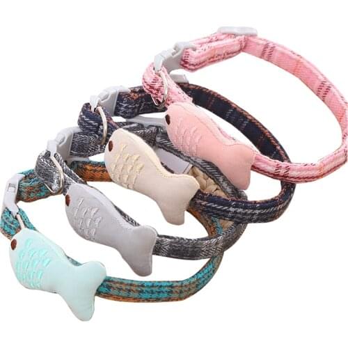 Pet Collar Bell Safety Elastic Adjustable with Soft Velvet Material of Japanese Cute Fish