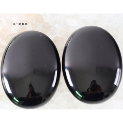 2Pcs/Lot 22x30MM Oval Natural Stone Bead Black Onyx CAB Cabochon For Jewelry Making DIY Bracelet Necklace K514