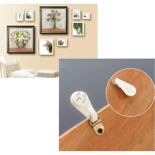 1set White Painting Photo Frame Hook Plastic Invisible Wall Hooks Mount Photo Picture Nail Hook Hanger Mirror Hanging Hangers