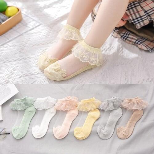 Girls transparent infant summer Breathable Socks lovely Flowers Ultra thin Socks Baby kids mesh Lace Socks for child girls