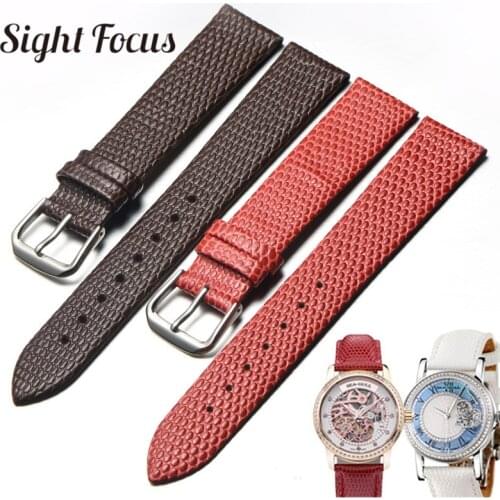 Vintage Lizard Grain Watch Strap for Men Women Calf Leather Watch Bands Black Brown Male Female Belt Thin 10 12 14 16 18 20 22mm