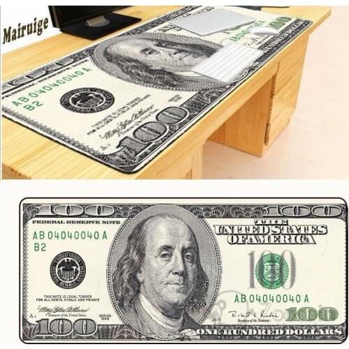 Mairuige Banknotes USD Free Shipping Rubber Anti-Slip Game Notebook Durable Large Game Mouse Pad Cuffs 900*400*3mm