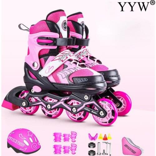 Inline Roller Skates 2021 Girls Women Kids Children Skating Shoes Sliding Sneakers 4 Wheels 1 Row Line Outdoor Training Sports