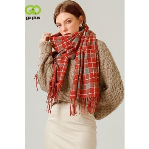 GOPLUS Winter Scarf Women Black Warm Korean Style Plaid Scarfs Womans Echarpe Femme Hiver Luxe Foulard Femme Bufanda Mujer