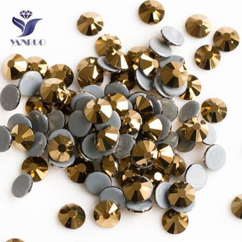 YANRUO 2058HF SS20 Aurum 1440Pcs Flat Back Strass DIY Hotfix Crystal Glass Rhinestones For Garment Accessories
