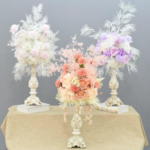 Wedding decoration retro candlestick table flower floral hotel wedding props centerpiece flower T road lead flower ball ornament