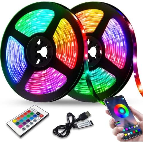LED Strip Lights Bluetooth USB Control 5V RGB 2835 Flexible Lamp Tape Ribbon Diode For Party Desk Bedroom TV Background Lighting