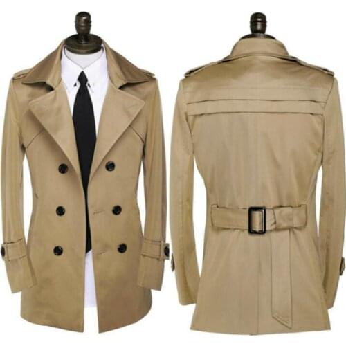 Khaki new designer slim double breasted trench coat men overcoat long sleeve mens clothing fashion business plus size S - 9XL