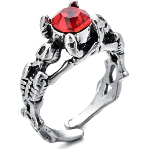 European and American diamond-studded skull hip hop ring male metal ring party halloween punk accessories holiday jewelry gift