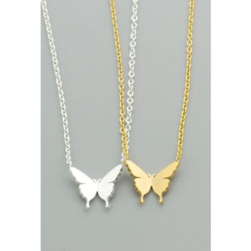 V Attract 10 pcs Stainless Steel Chian Jewelry Gold Butterfly Necklace 2018 Fashion Animal Charm Collier Bijoux Femme