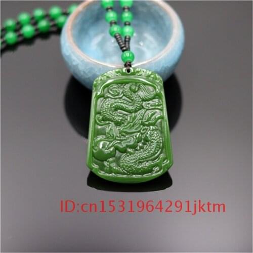 Jewelry Men Amulet Jade Necklace Carved Fashion Green Gifts Women Jadeite for Pendant Hand Charm Natural Chinese Dragon