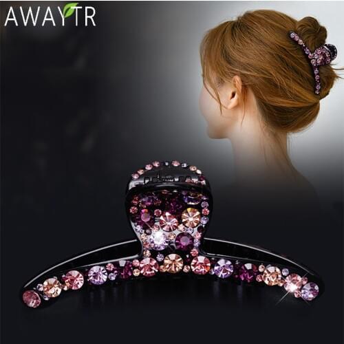 Crystal Hair Claws Colorful Shiny Hairclip Barrettes Women Hair Clip High Quality Hair Clip Rhinestone Hairpins Hair Accessories