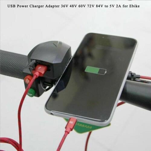 Handlebar USB Power Charger Adapter 36V 48V 60V 72V 84V to 5V 2A for Ebike 22-25mm Straight Handlebars SP2392