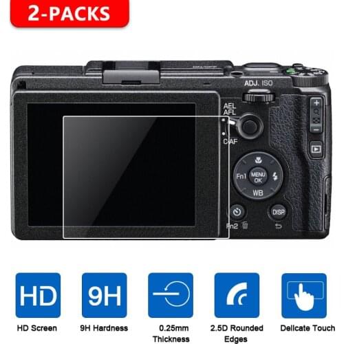 2Pcs Tempered Glass Screen Protector for Ricoh GR GR2 GRIII GR Mark III II CX6 CX5 CX4 CX3 CX2 CX1 GR Digital IV III