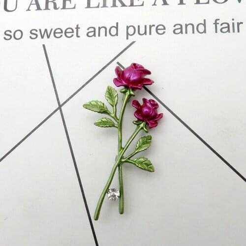 Female atmosphere double flower roses exquisite new diamond brooch brooches pins of the lacquer that bake accessories