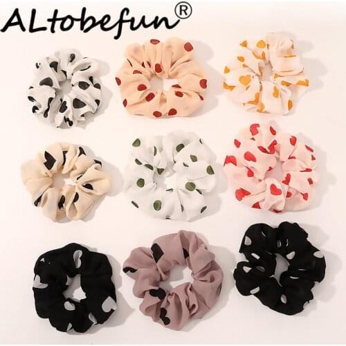 ALTOBEFUN Women Hair Accessories Ladies Cute Fashion Hair Tie Lady Dots Scrunchies Ponytail Hair Female Girl Holder Rope AFC267