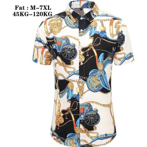 2021 Summer New Fashion Oversize M-7XL Mens Shirts Short Sleeve Print Square Collar Casual Shirts Mens Hawaiian Shirt
