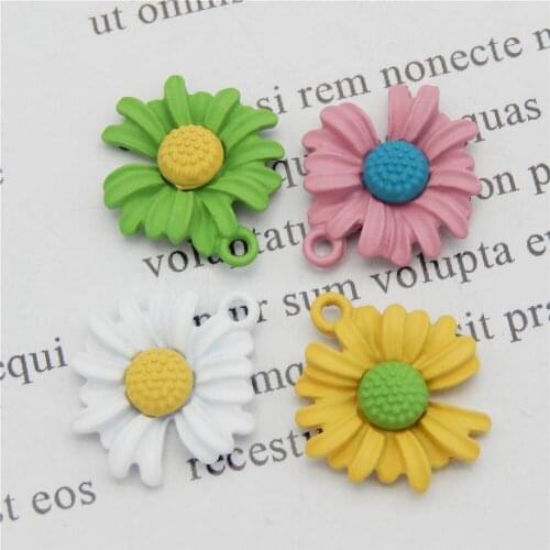 4pcs Enamel Alloy Daisy Flower Charms Metal Pink Green White Pendants for Necklace Bracelet DIY Keychain Jewelry Making