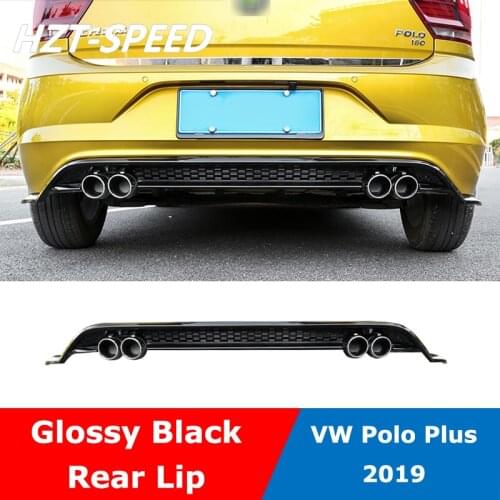 ABS Glossy Black Car Rear Shovel Bumper Lip Spoiler Diffuser For Volkswagen Polo Plus 2019