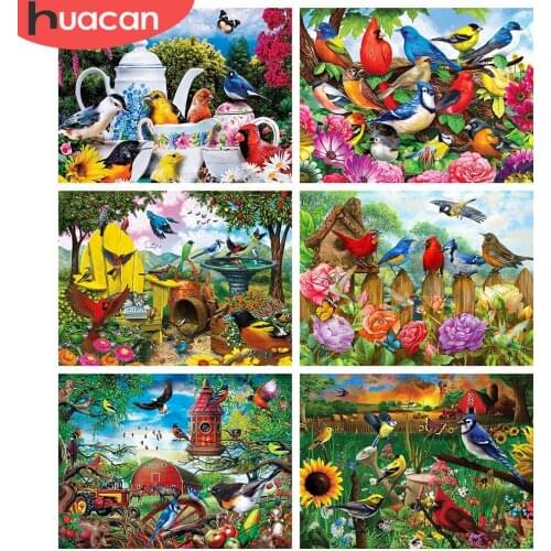 HUACAN DIY 5d Diamond Painting Bird Mosaic Animal Full Square/Round Diamond Embroidery Flower Home Decor Handicraft