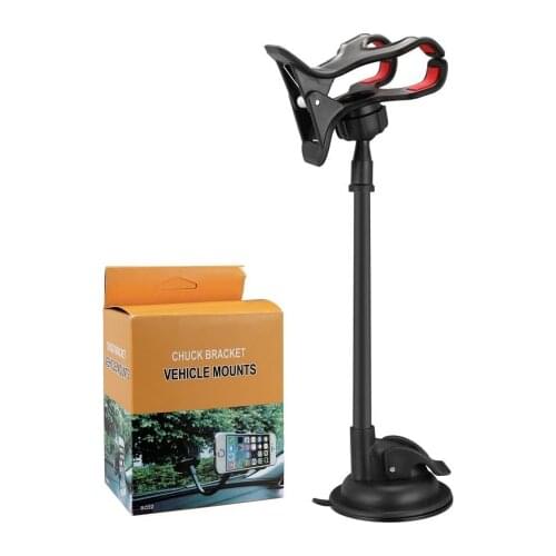 Car Mount Phone Holder Windshield for iPhone XS Max XR Long Arm Clamp with Double Clip Strong Suction Cup Phone Holders With Box